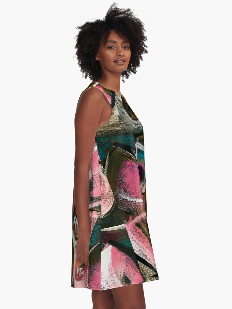 Chic Cherry Chocolate A-Line Dress | Cool Rhythms in Pink by Karl Doyle - Image 2