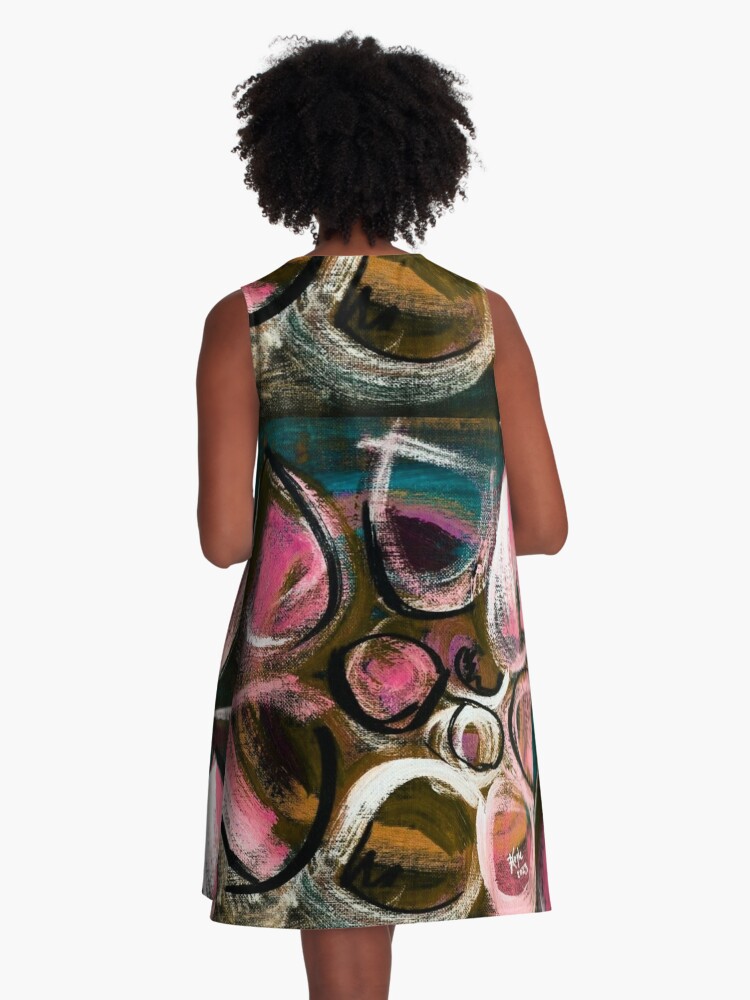 Chic Cherry Chocolate A-Line Dress | Cool Rhythms in Pink by Karl Doyle - Image 3